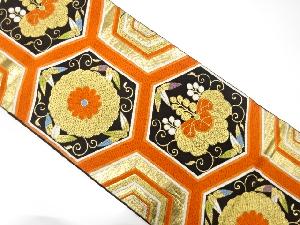 アンティーク　野々村織物製　亀甲に菊桐模様織出し袋帯（着用可）